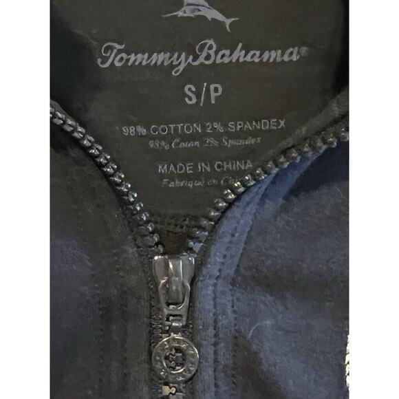 Tommy Bahama Navy Blue Zip Jacket Embroidered Leaf Women Sz S Tropical Vacation - Picture 5 of 6